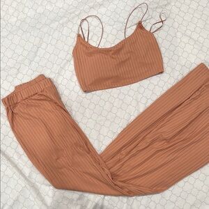 Rust Ribbed Two-Piece Set